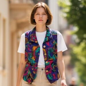 Vintage Via Sant Andrea Multicolor Abstract Patterned Vest